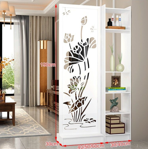 Vách Ngăn Bình Phong - Phong Thủy HOA SEN IG482 (1 vách 1 kệ)