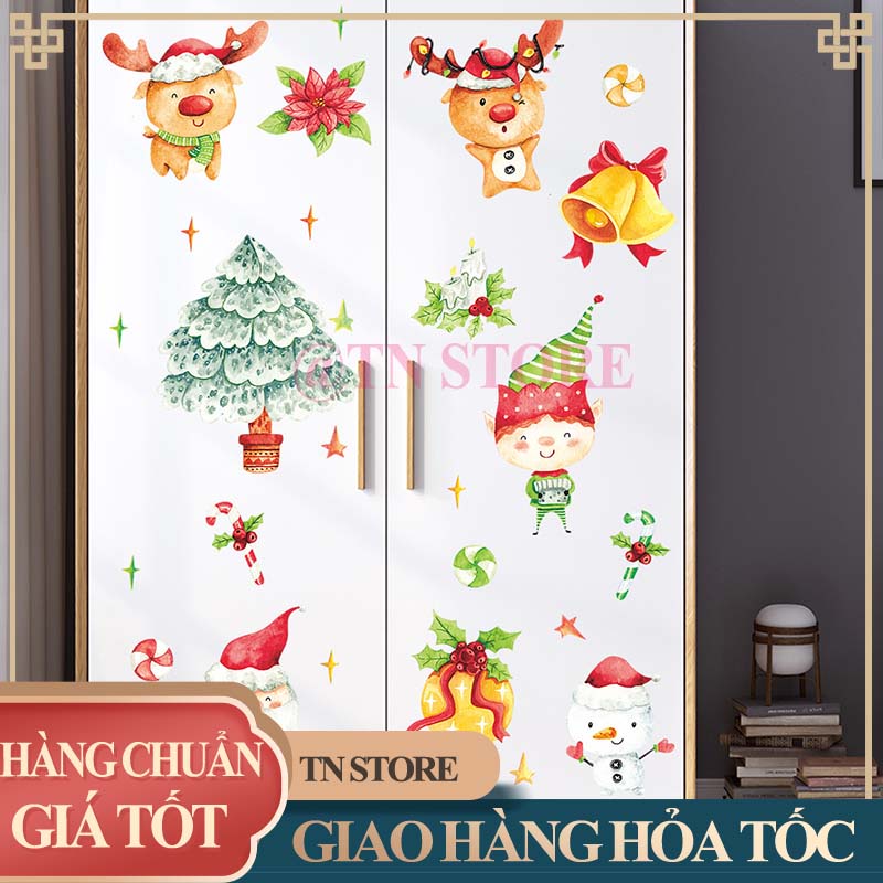 Đecal dán tường kính trang trí giáng sinh noel đáng yêu tn store decal795