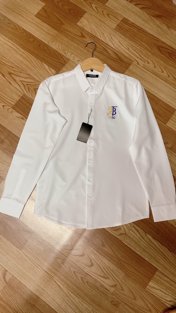 Áo Sơ Mi Nam Trắng Họa Tiết Vải Lụa Kate Thái