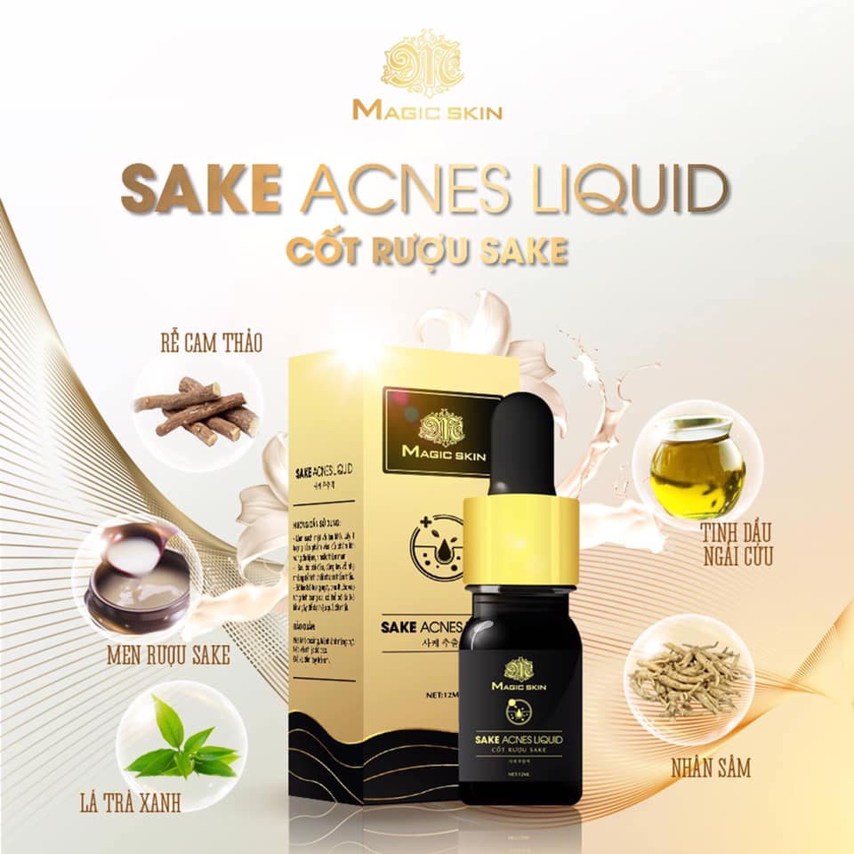 SERUM Mụn KHÔNG SƯNG cốt rượu sake Sake Acnes Liquid CHÍNH HÃNG Magic Skin