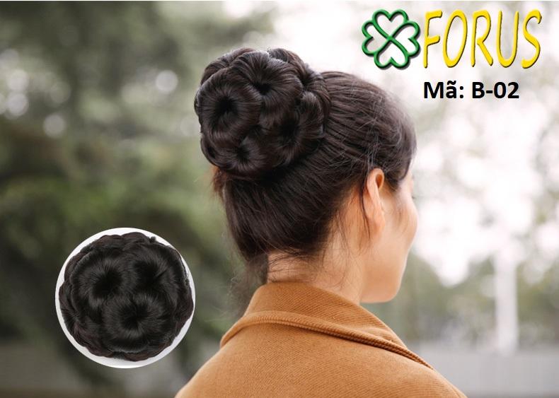 Tóc búi hoa kẹp, màu [đen 2#] tóc giả nữ