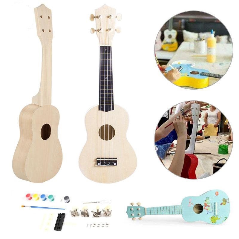 ✧♣  [Mã LIFEXANH03 giảm 10  đơn 500K] Đàn Ukulele Gỗ Mộc Chưa Sơn 21 inch - Đàn Tự Lắp Ráp Cho Các Bạn Thoả Sức Sáng Tạo
