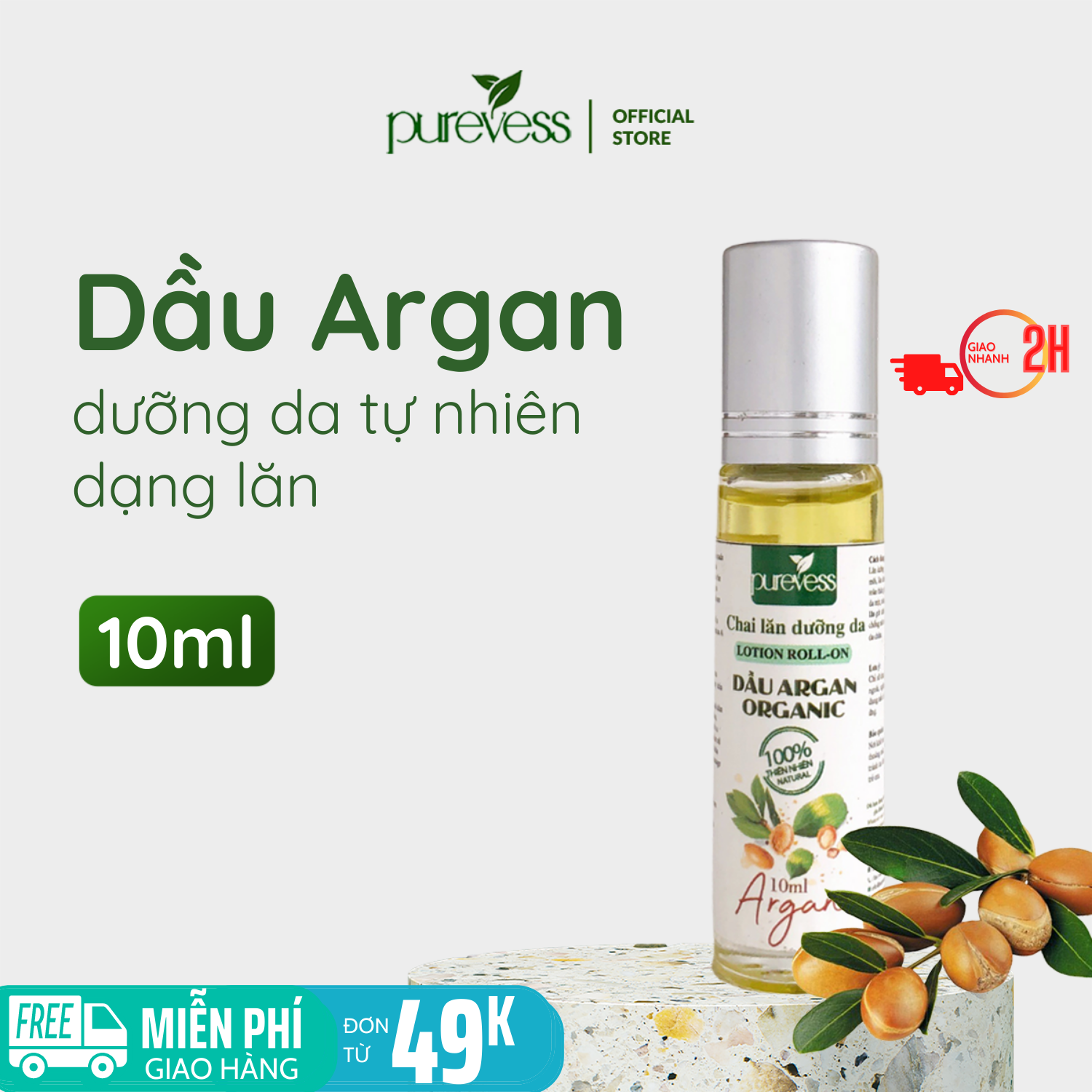 Dầu Argan Purevess - Dầu dưỡng tóc - Dầu dưỡng body. Dung tích: 10ml