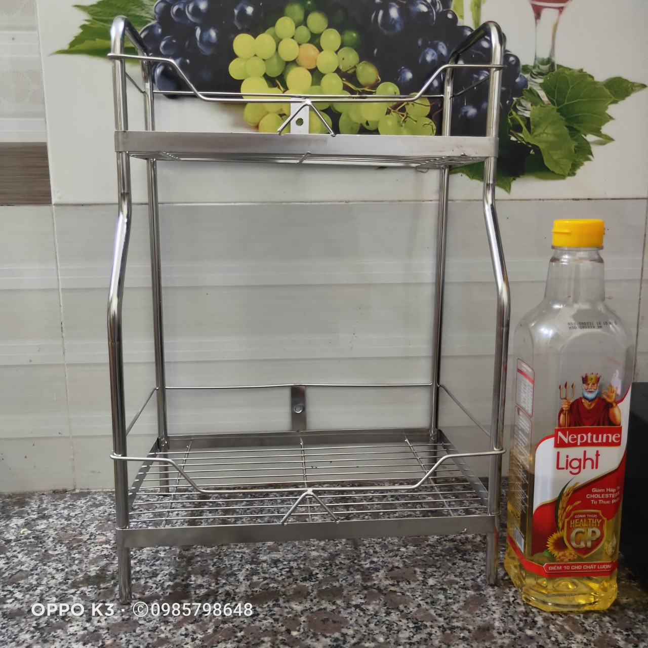 Kệ Inox đựng gia vị 2 tầng ống dày dặn
