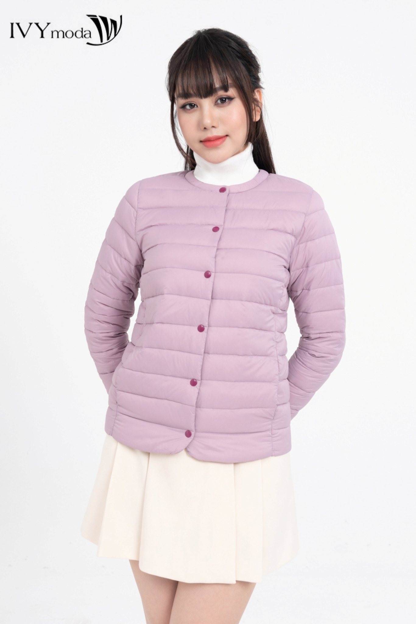 Áo phao lông vũ khuy bấm IVY moda MS 70B7932