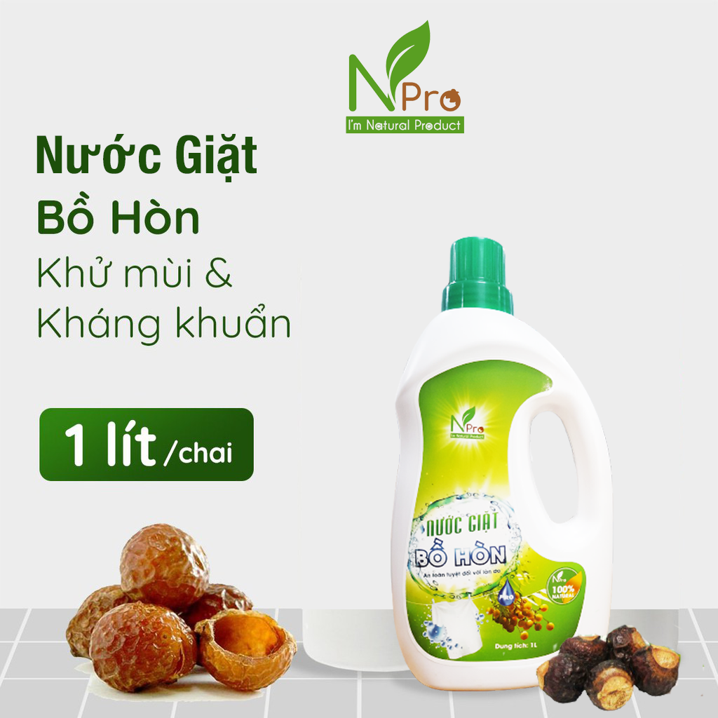 NPro - Nước Giặt Bồ Hòn | Tặng Kèm Nước Rửa Chén Tinh Dầu Quế 500ml Trị Giá 50k| Chống Loang Màu - Làm Mềm, Thơm Vải - An Toàn Với Trẻ Sơ Sinh