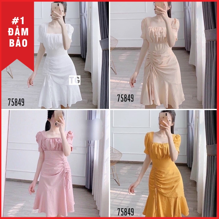 Đầm nhún eo đơn giản nhưng vô cùng nổi bật đủ size 30 đến 72kg - 75849
