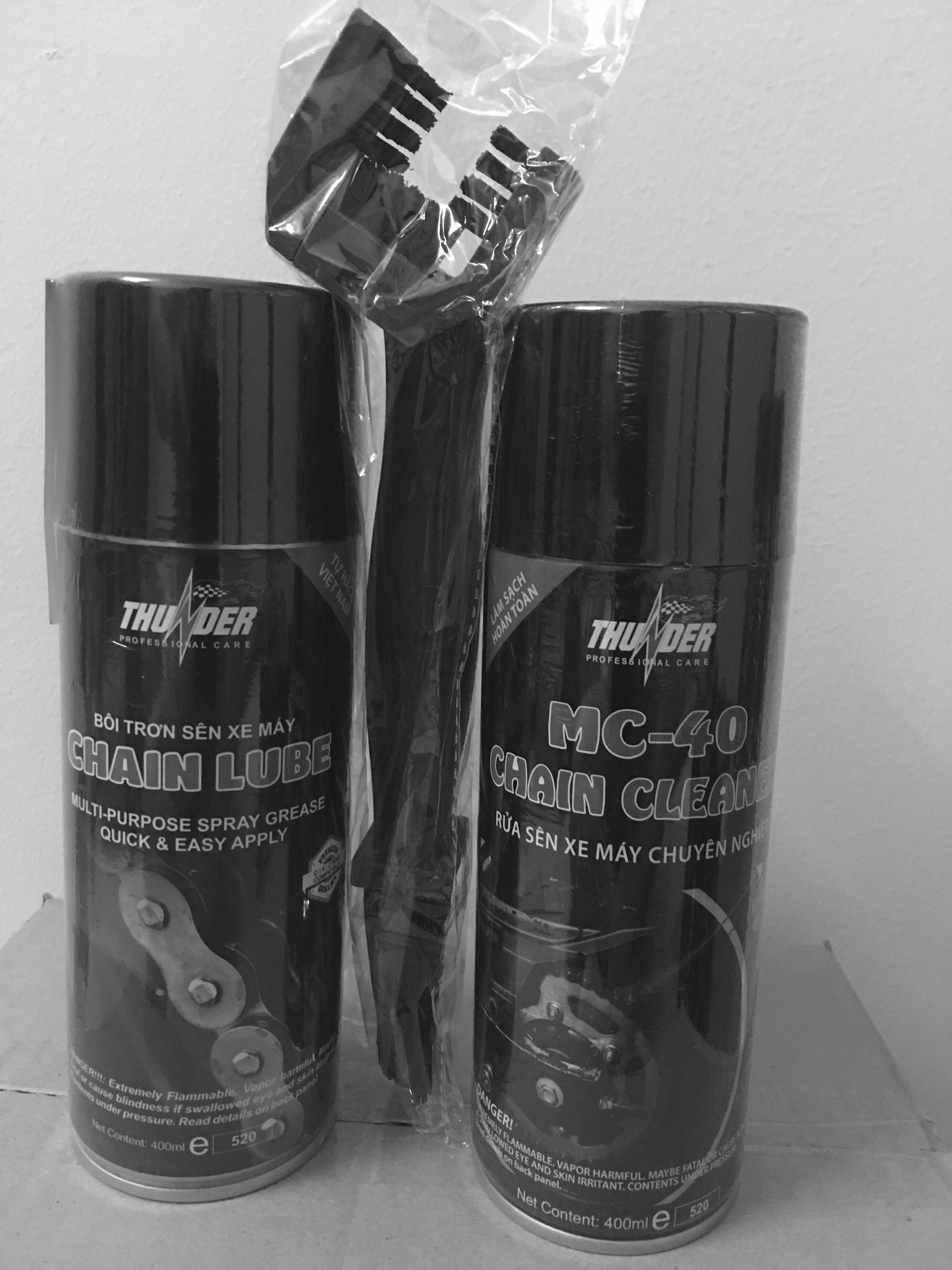 Bộ xịt sên Chain Clearner MC40 - Bội trơn sên Chain Lube + Bàn chải vệ sinh 3D đa năng