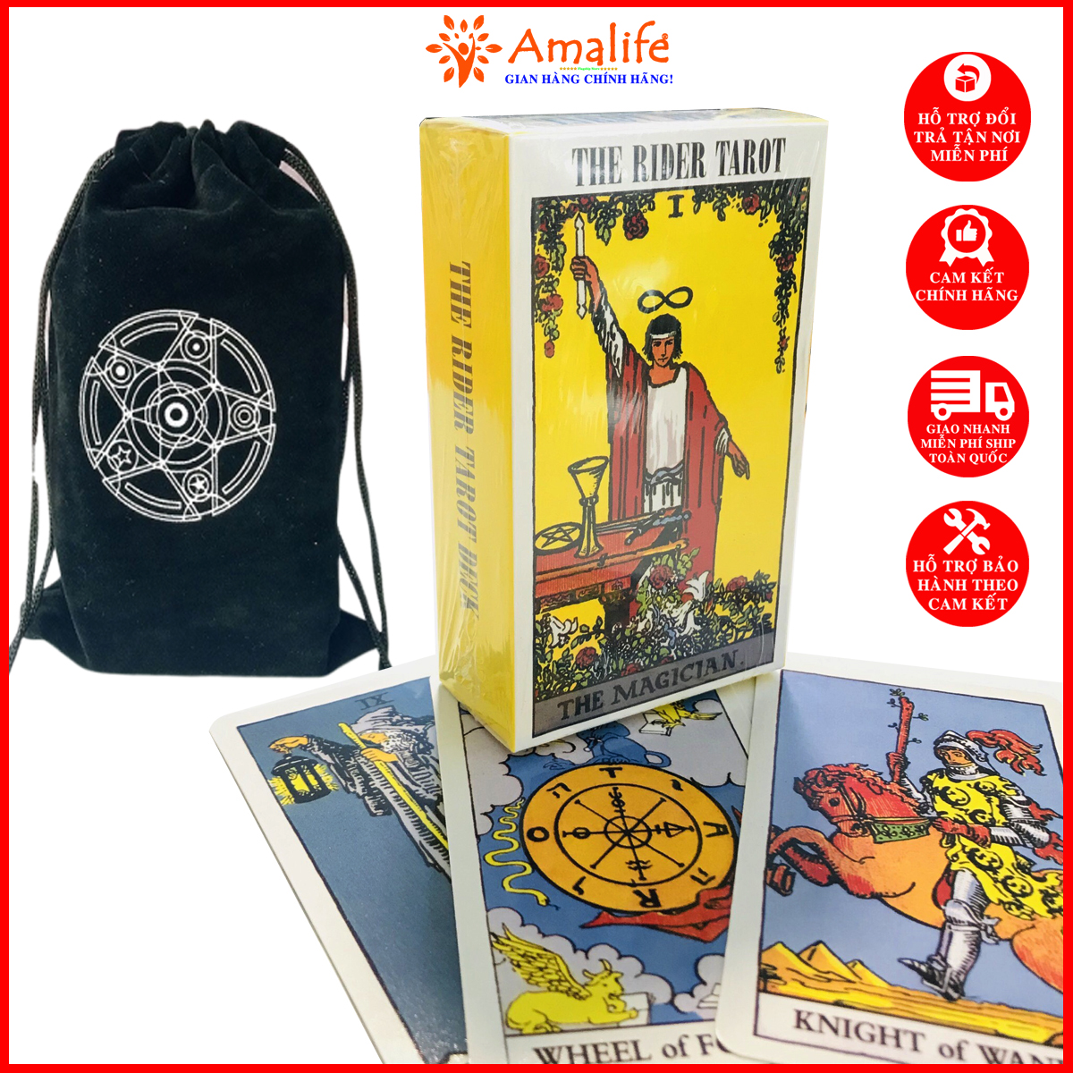 Bài Tarot Rider Waite The Deck Tặng Kèm Túi Đựng Bài Tarot Bằng Nhung Cao Cấp Amalife