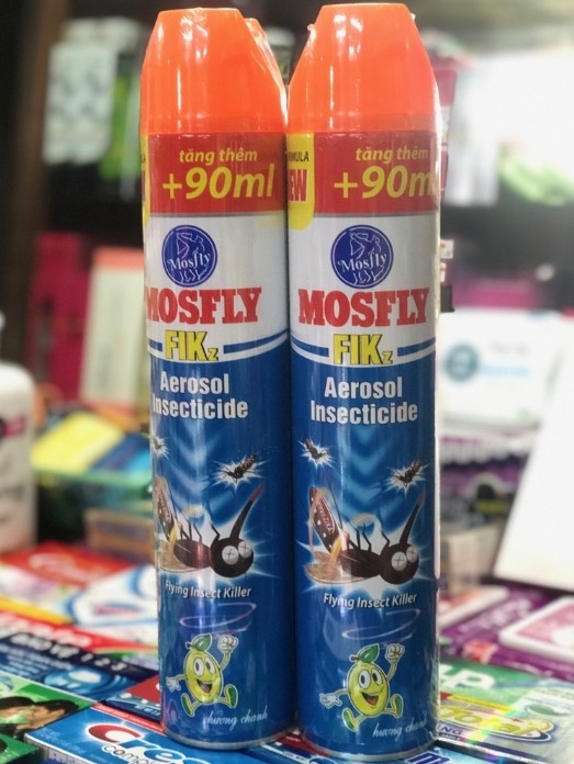 Combo 2 bình xịt côn trùng mosfly aik hương cam & chanh 600ml tặng thêm 90ml