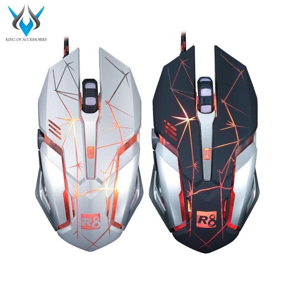 Chuột game 6d r8 1615b dpi 3200 led đa màu - dây bọc dù chống nhiễu - nhất tín computer