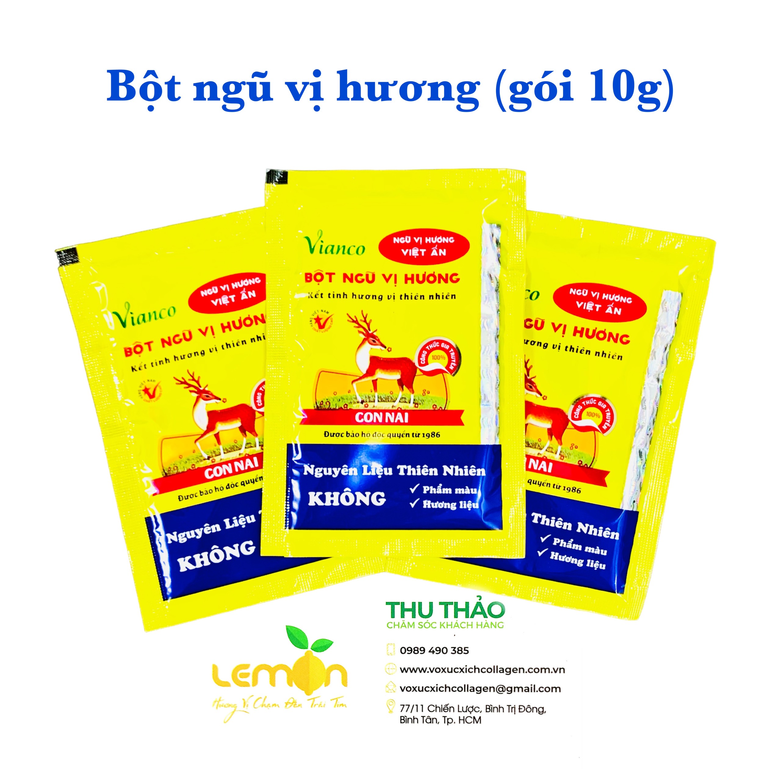 Bột ngũ vị hương hiệu Con Nai (gói 10g) - Ngũ vị hương gia vị Việt Ấn VIANCO