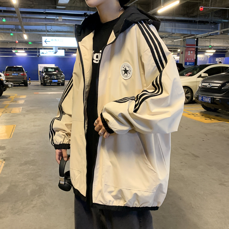㊖ Áo Jacket Dày Dặn Cotton Áo Khoác Liền Mũ Cỡ Lớn Trào Lưu Mẫu Mới Mùa Thu Cho Nam Áo Thể Thao Thương Hiệu Sành Điệu Rộng Rãi Phong Cách Hàn Quốc
