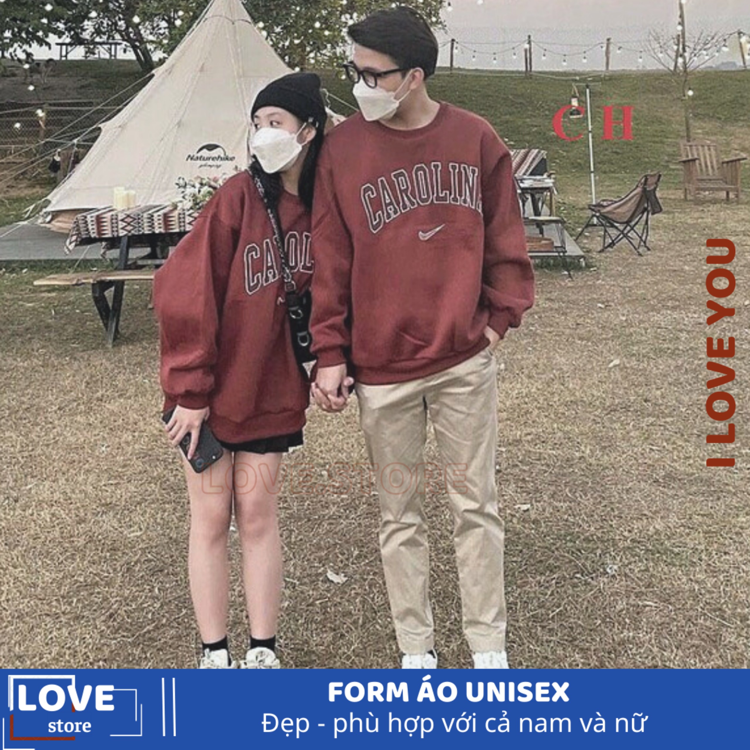 Áo sweater cặp đôi nam nữ unisex, ÁO SWEATER CAROLIN, áo hoodie đôi người yêu, áo hoodie đôi form rộng, áo hoodie đôi rẻ