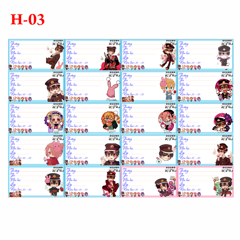 [HCM]Combo 40 Nhãn vở anime Jinbaku Shounen Hanako-Kun - Ác Quỷ Trong Nhà Vệ Sinh
