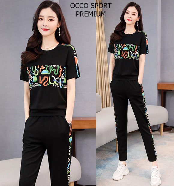 Bộ đồ thể thao nữ phối họa tiết TT01 họa tiết in 3d độc đáo mới lạ thun cotton cao cấp loại 1 Hàng hè siêu hot 2021