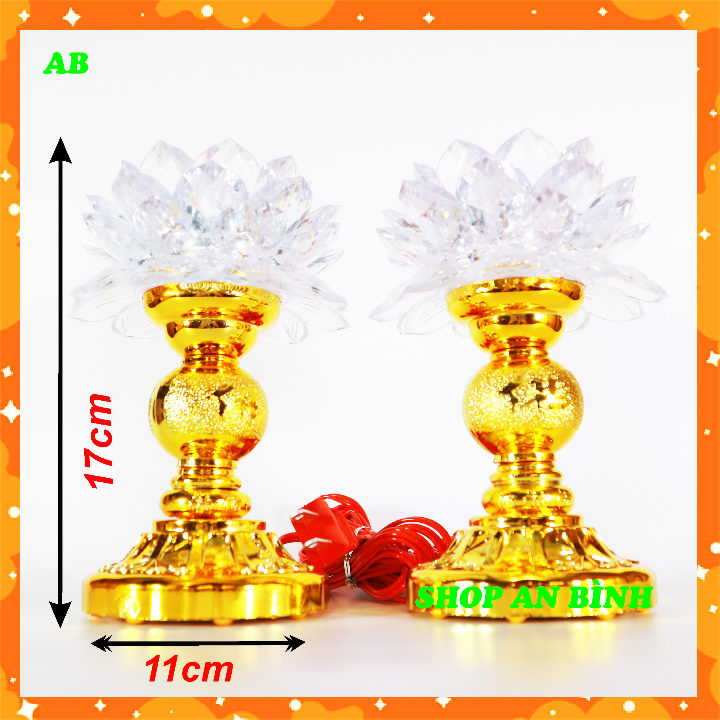 [ Hàng loại 1 ] Bộ 2 đèn thờ cúng hoa sen đổi màu tiện nghi sang trọng, đèn để bàn thờ, đèn hoa sen