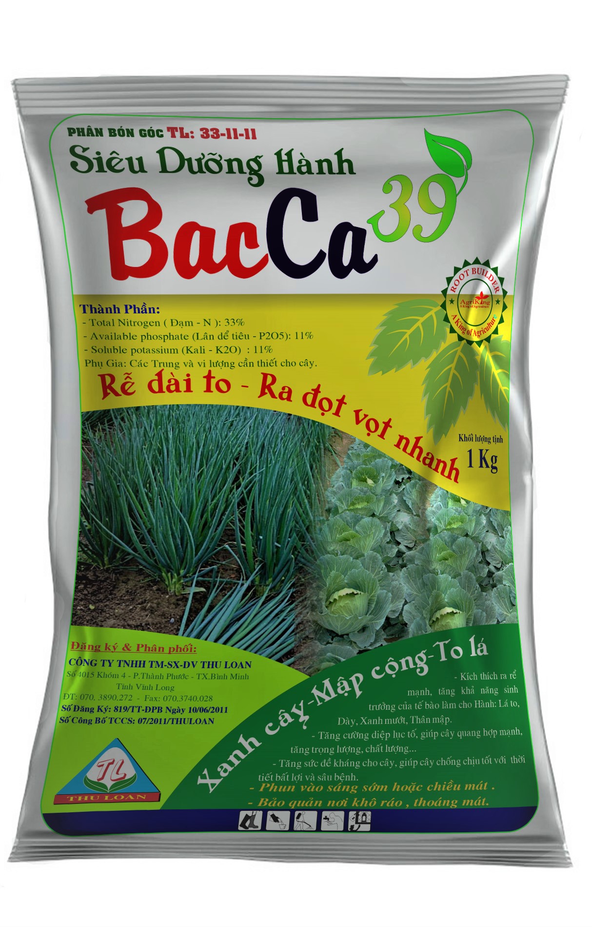 Phân Bón Lá BacCa 39 Rau, Hành gói 1 Kg