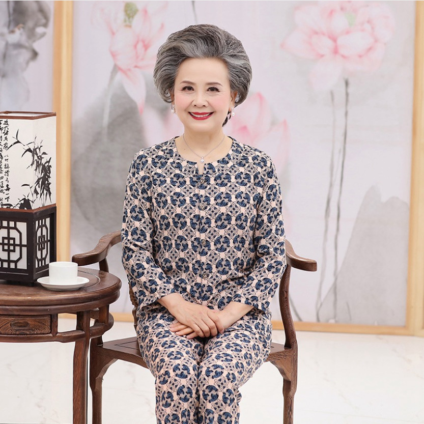 Bộ quần áo cho cụ già - Thời trang trung niên cho bà - Bộ đồ mùa hè cho người cao tuổi