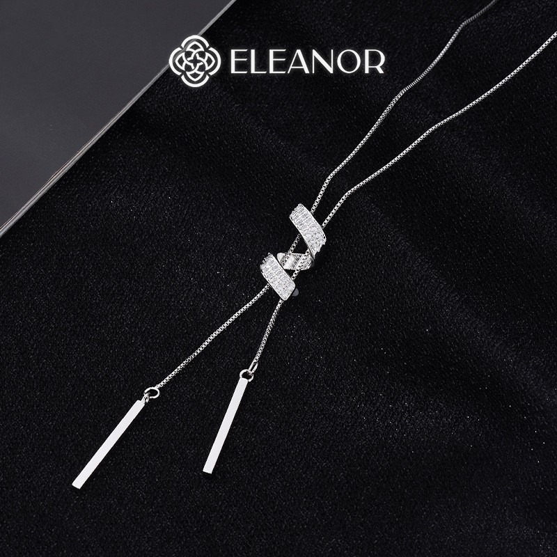  Dây chuyền nữ titan Eleanor Accessories dây rút viền xoắn đính đá phụ kiện trang sức vòng cổ 9561 