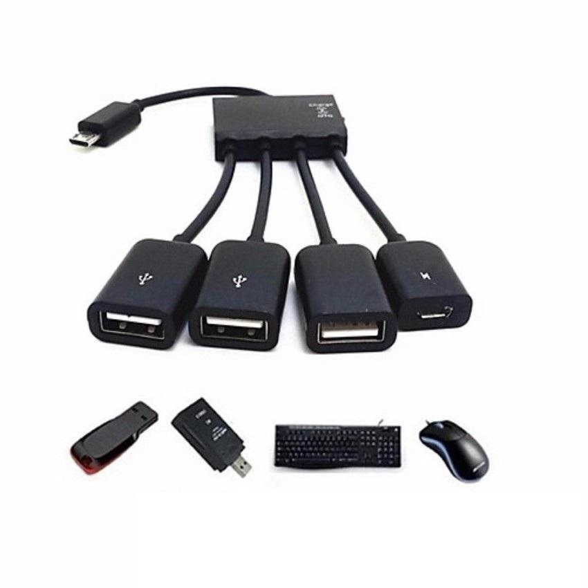 Cáp otg micro usb ra 3 cổng usb có cổng sạc