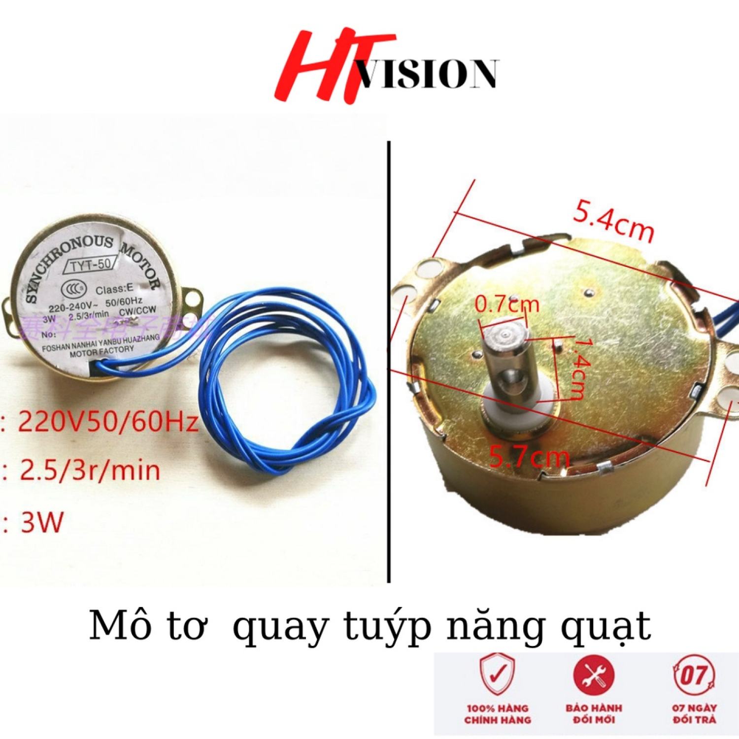 Tuýp năng điện - mô tơ quay tuýp năng quạt