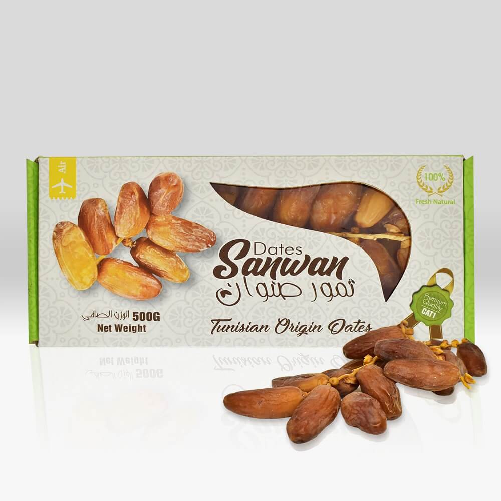 Combo 2 hộp CHÀ LÀ KHÔ NGUYÊN CÀNH DEGLET NOUR TUNISIA HIỆU SANWAN DATES 500GR *2, HÀNG AIR NHẬP KHẨU CHÍNH NGẠCH