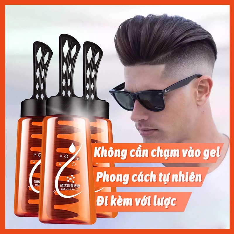 Gel vuốt tóc kèm lược Keo tóc keo vuốt tóc nam cao cấp chai 260ml kèm lược tiện dụng thân thiện với mọi loại tóc