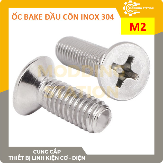 Ốc bake đầu côn inox 304 size m2x3mm, m2x4mm, m2x5mm, m2x6mm, m2x8mm, m2x10mm, m2x12mm, m2x16mm, m2x20mm, m2x25mm