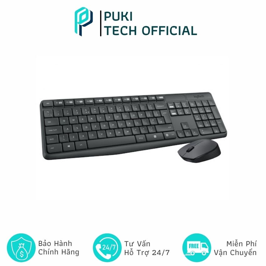 [Freeship] Bộ Phím Chuột Không Dây Logitech MK235 -PUKI Tech Official- PUKI251 Thiết Kế Nhỏ Gọn,Giảm Ồn,Dễ Cầm Di Chuyển,Độ Nhạy Cao,Chuyên Văn Phòng,Chơi Game,Dùng Cho Máy Tính/PC/Laptop