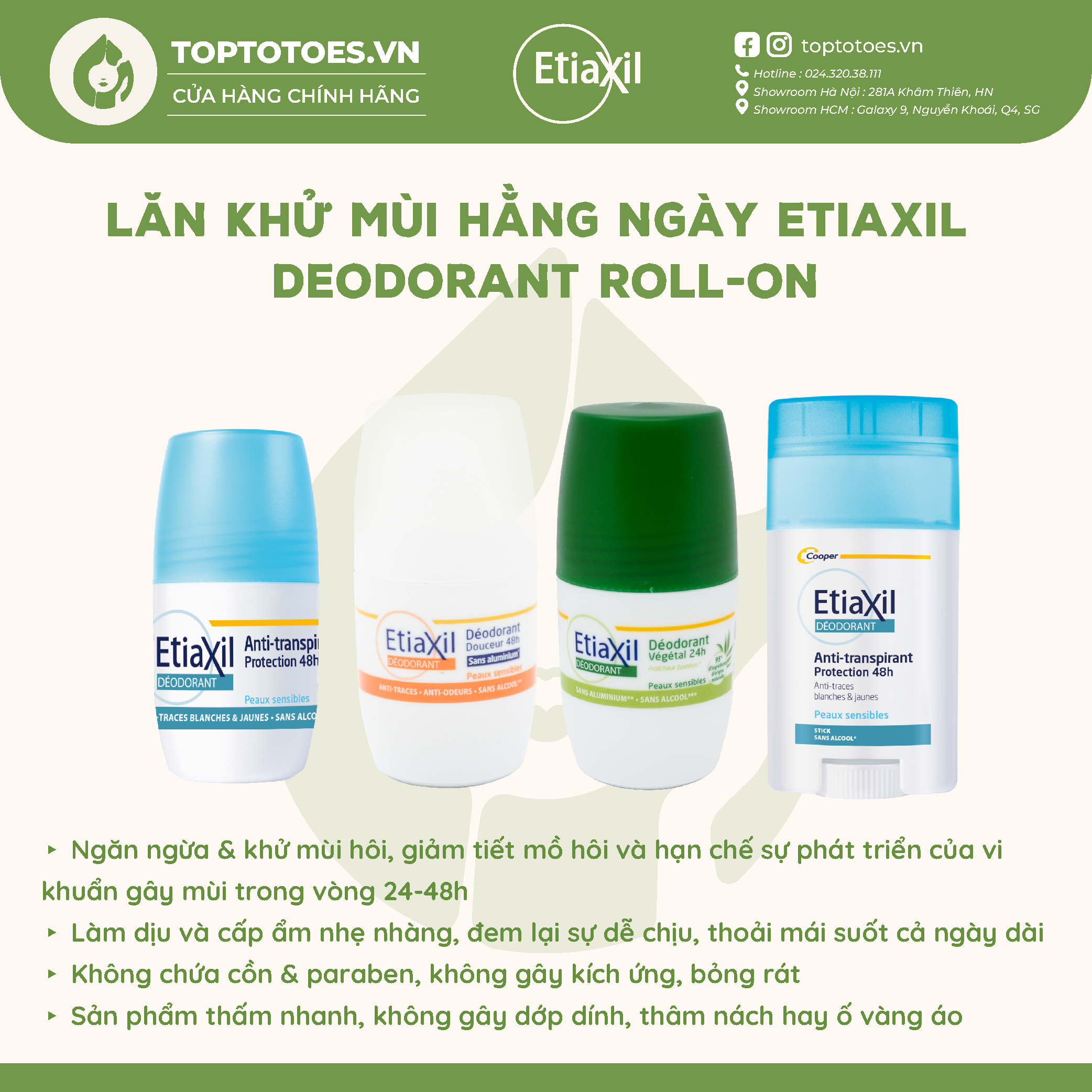 Lăn khử mùi hằng ngày Etiaxil Deodorant Roll-On 50ml
