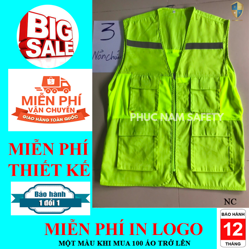 Áo ghi lê phản quang màu nõn chuối, đồng phục kỹ sư, đồng phục công ty, bảo hộ lao động Phúc Nam