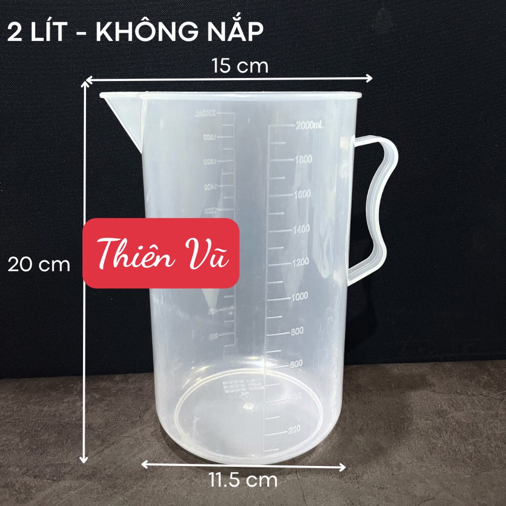 Ca đong size lớn 2 lít - 5 lít, ly đong định lượng có nắp đậy pha chế bằng nhựa chia vạch tiện lợi - gia dụng Thiên Vũ