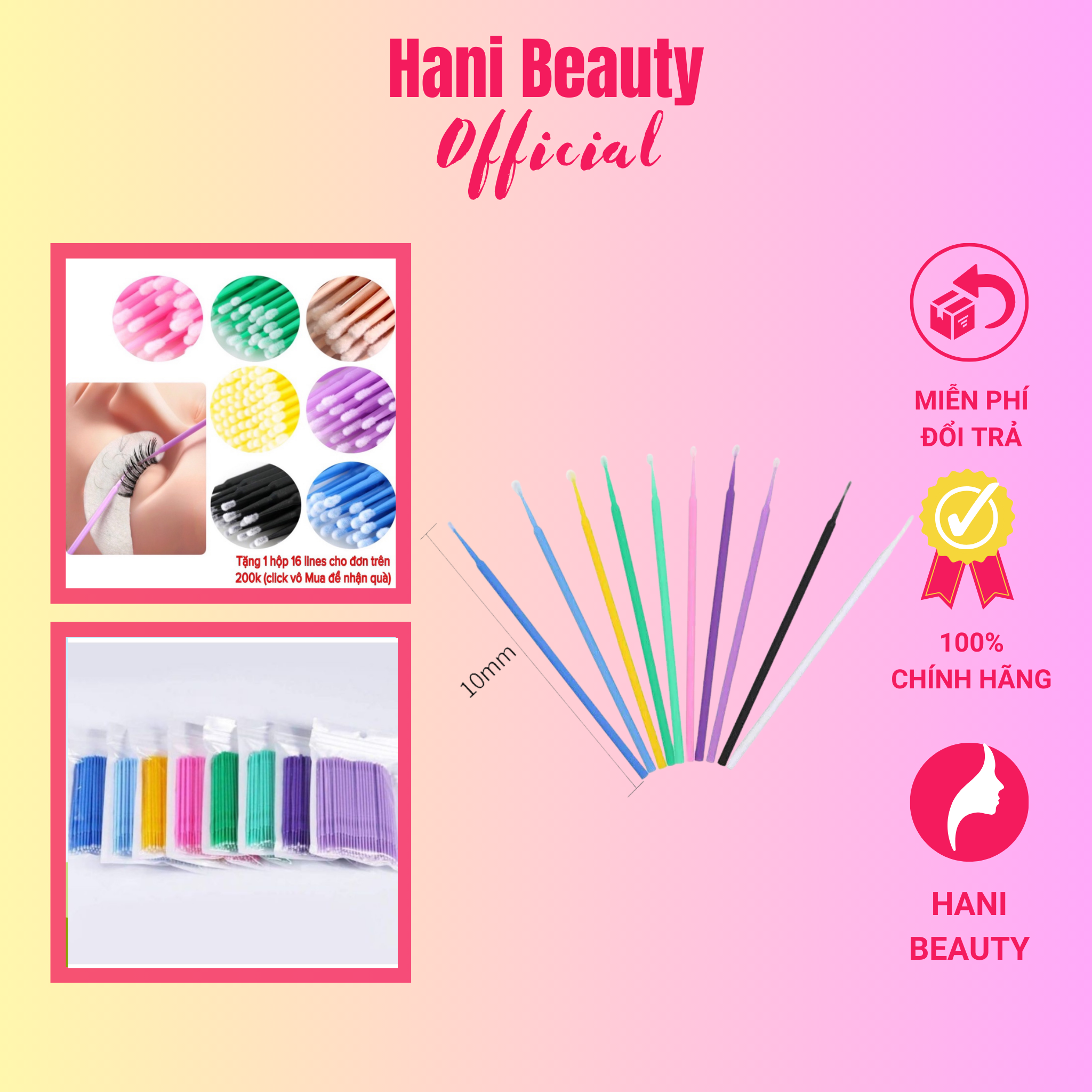 Tăm đầu nhỏ tháo mi Hani tháo mi tiết kiệm - Hani Beauty