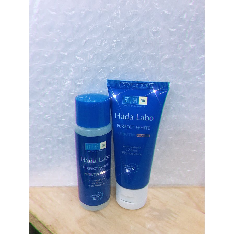 Bộ Đôi Dưỡng Trắng Mini Hada labo perfect white (dd 40ml+srm 20G)