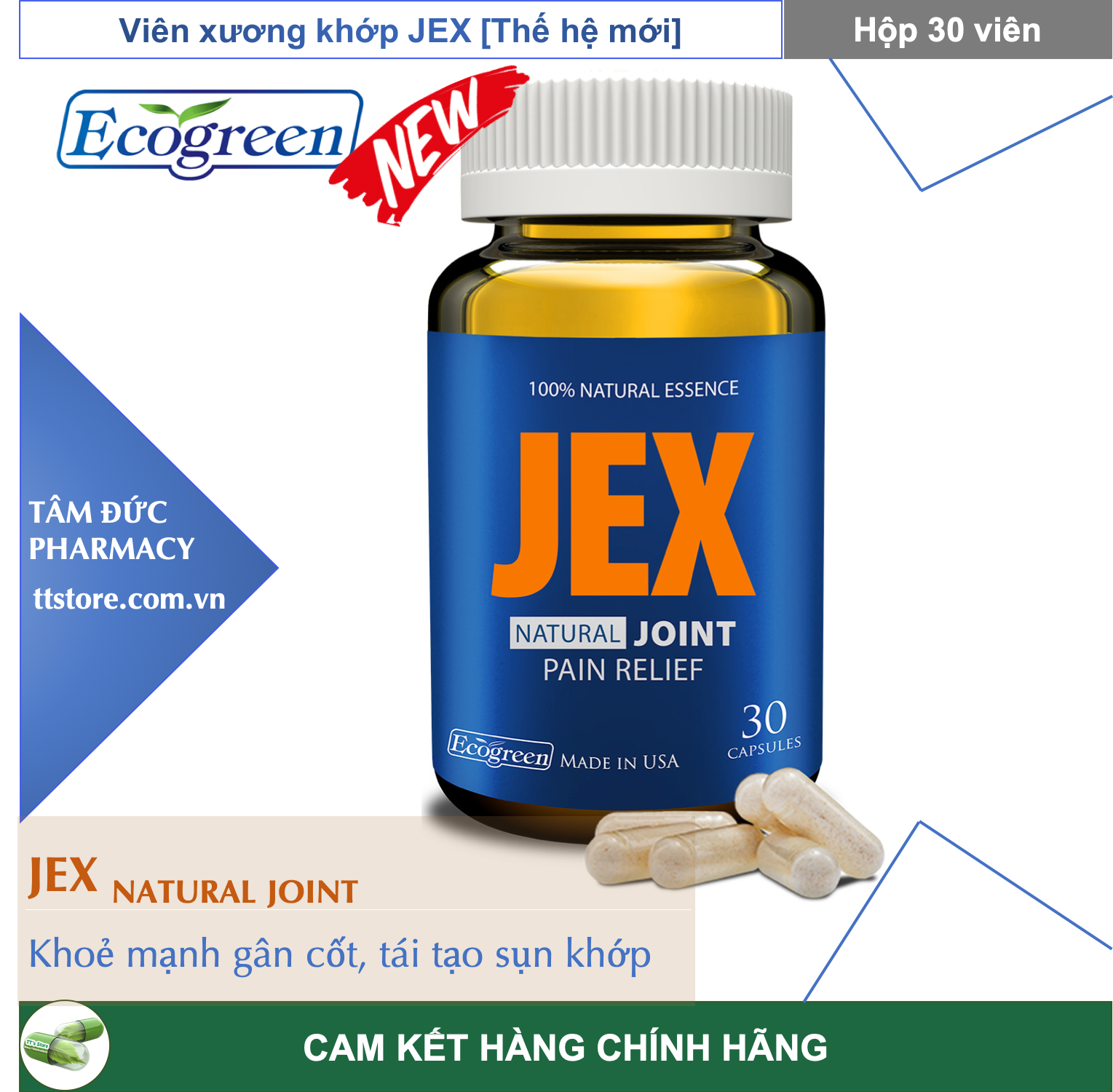 Jex thế hệ mới 30v - jex max - viên uống bổ khớp glucosamin