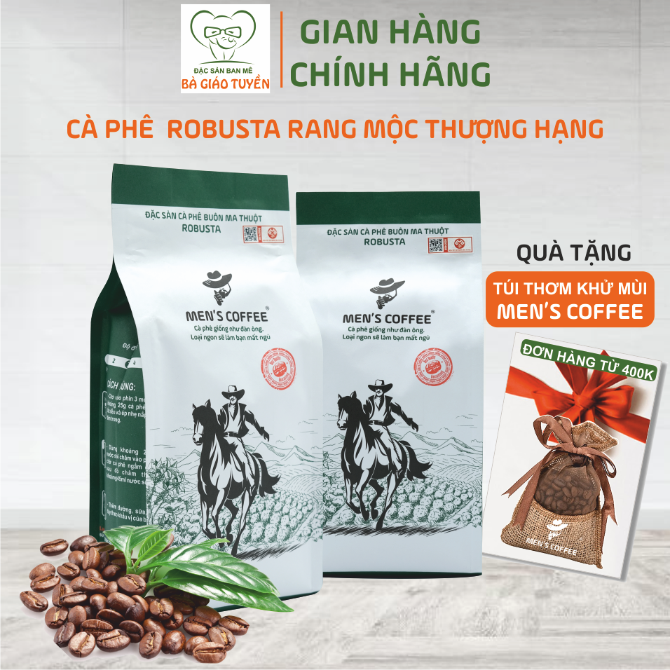 1kg Cà Phê Men s Coffee Dòng ROBUSTA Buôn Ma Thuột Thượng Hạng Vị Đậm Mạnh
