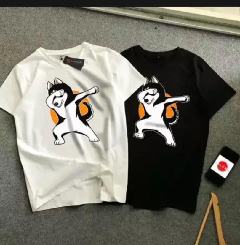 XẢ HÀNG - ĐỒNG GIÁ 19K Áo thun nam Hàn Quốc form rộng in hình Chó Sói Dabbing, vải dày mềm mát