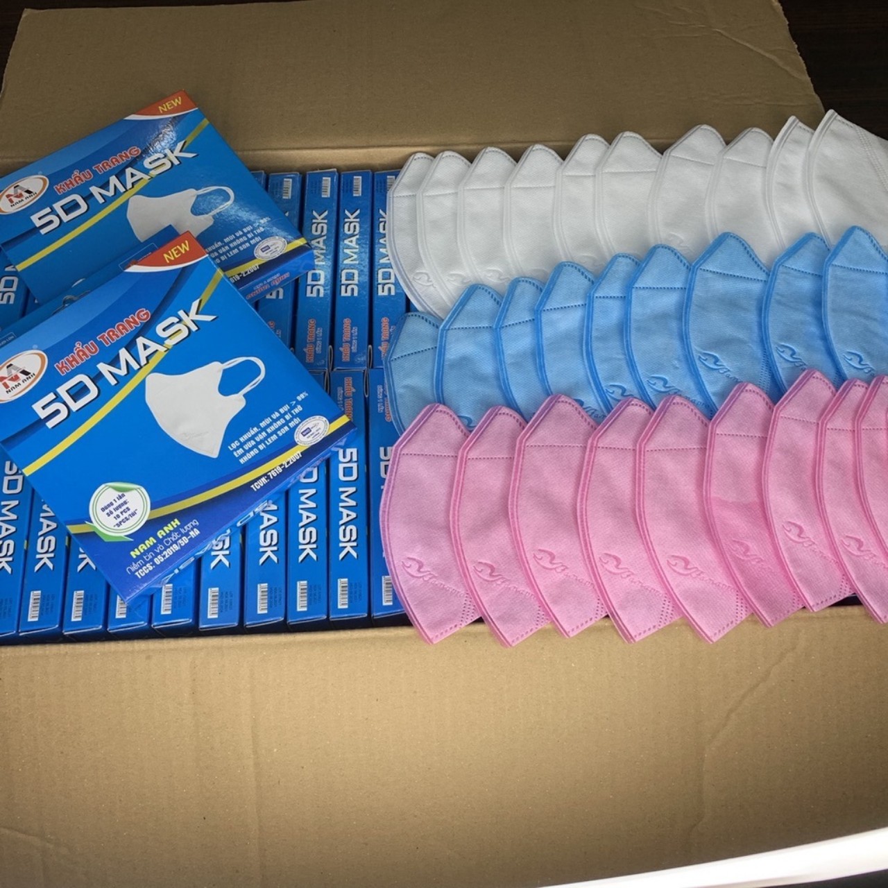 Combo 100 chiếc khẩu trang 5d famapro , an tâm hộp 10 chiếc dày 3 lớp dày mịn