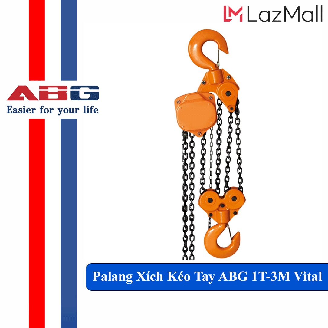 Palang Xích Kéo Tay ABG 1T-3M - Ba Lăng Xích Kéo Nâng Hạ Vật Nặng Tới 1 Tấn, Xích Dài 3 Mét Dùng Trong Nhà Xưởng, Công Nghiệp Và Đời Sống