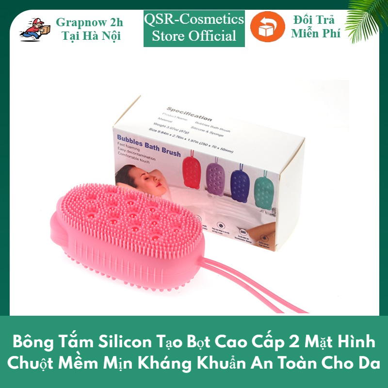 Bông tắm silicon tạo bọt 2 mặt hình chuột