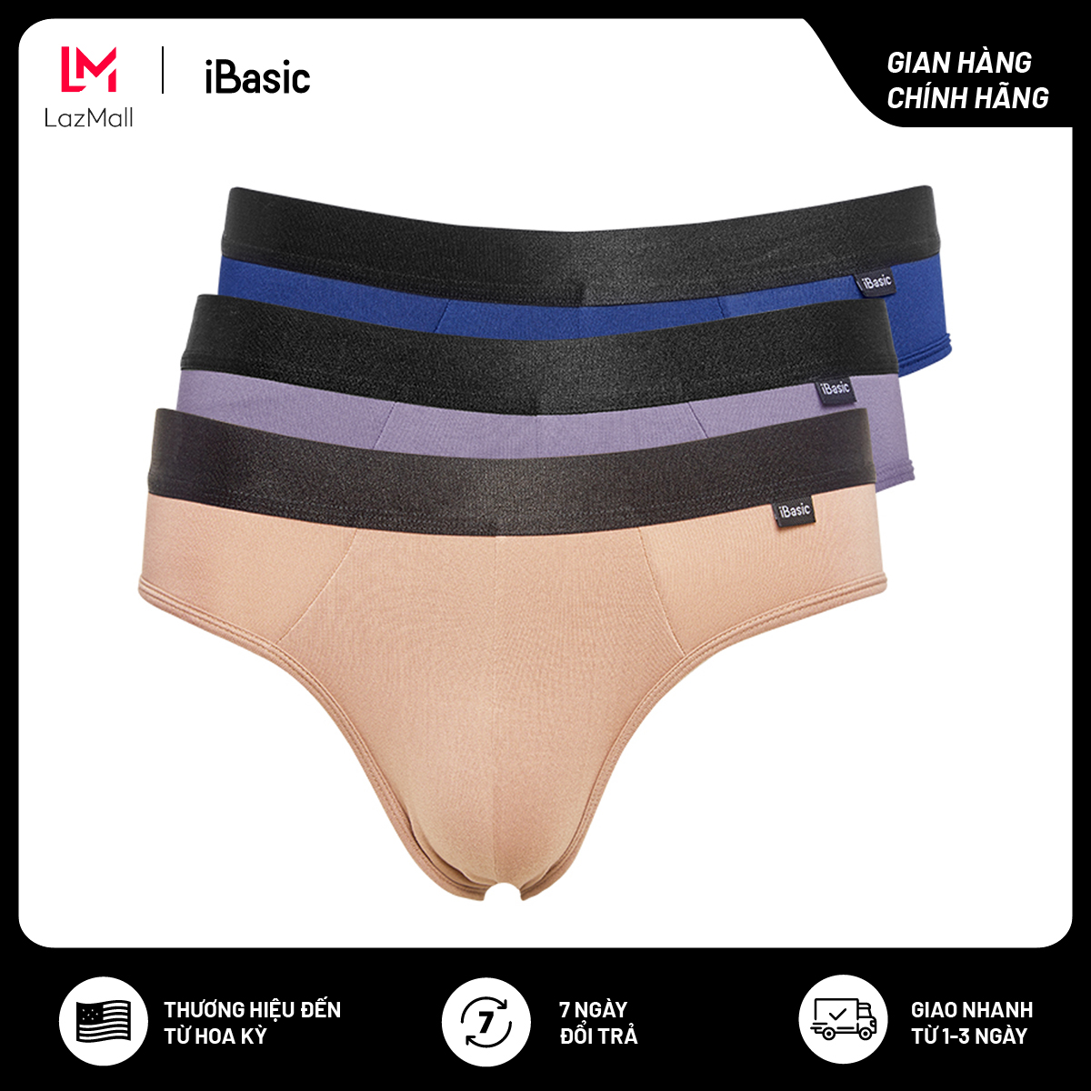 Combo 3 quần lót nam thun brief Espresso iBasic PANM102