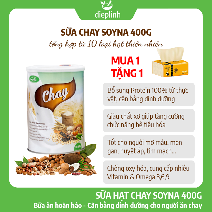 [Quà] Sữa Thực Vật Chay SoyNa 400g Từ Thiên Nhiên - Bữa Ăn Chay Chỉ 1 Phút - Sữa Cho Người Lớn Khởi Sự Ăn Chay - Thực Phẩm Thay Thế Bữa Ăn Hàng Ngày - Đã Kiểm Định Chất Lượng FDA (Hoa Kỳ)