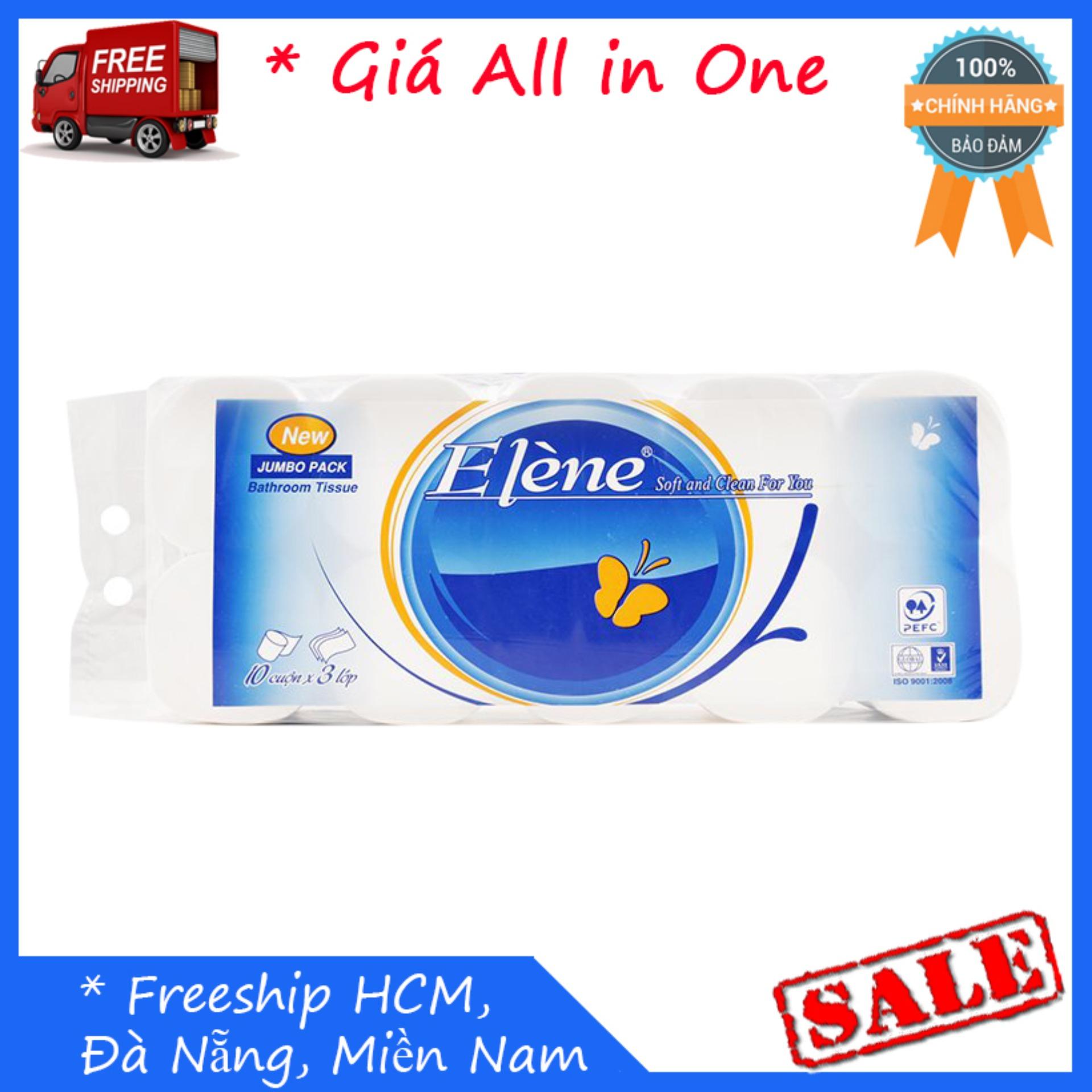 Giấy vệ sinh Elene xanh 10 cuộn 3 lớp không lõi