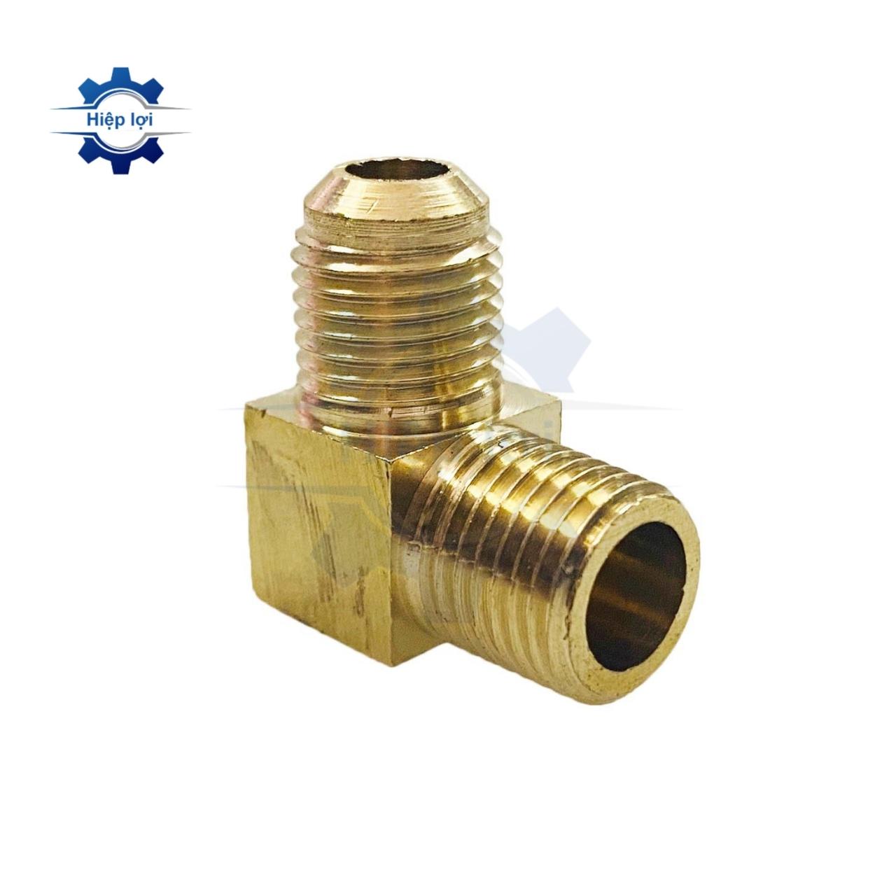 Cong ren ngoài lã ống đồng - nối co 90° đồng thau 1 đầu ren ngoài 1 đầu côn lồi lã ống đồng