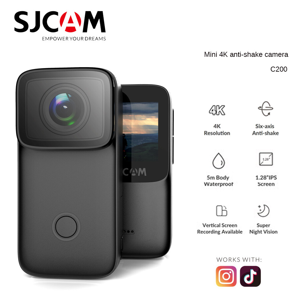 Camera hành trình sjcam c200, độ phân giải 4k/24fps, chống rung gyro 6 trục - hãng phân phối chính thức