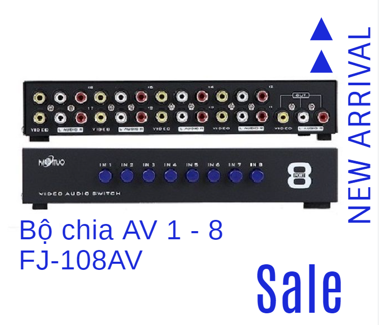 Bộ chia tín hiệu av 1 ra 8 fj-108av - hàng chính hãng