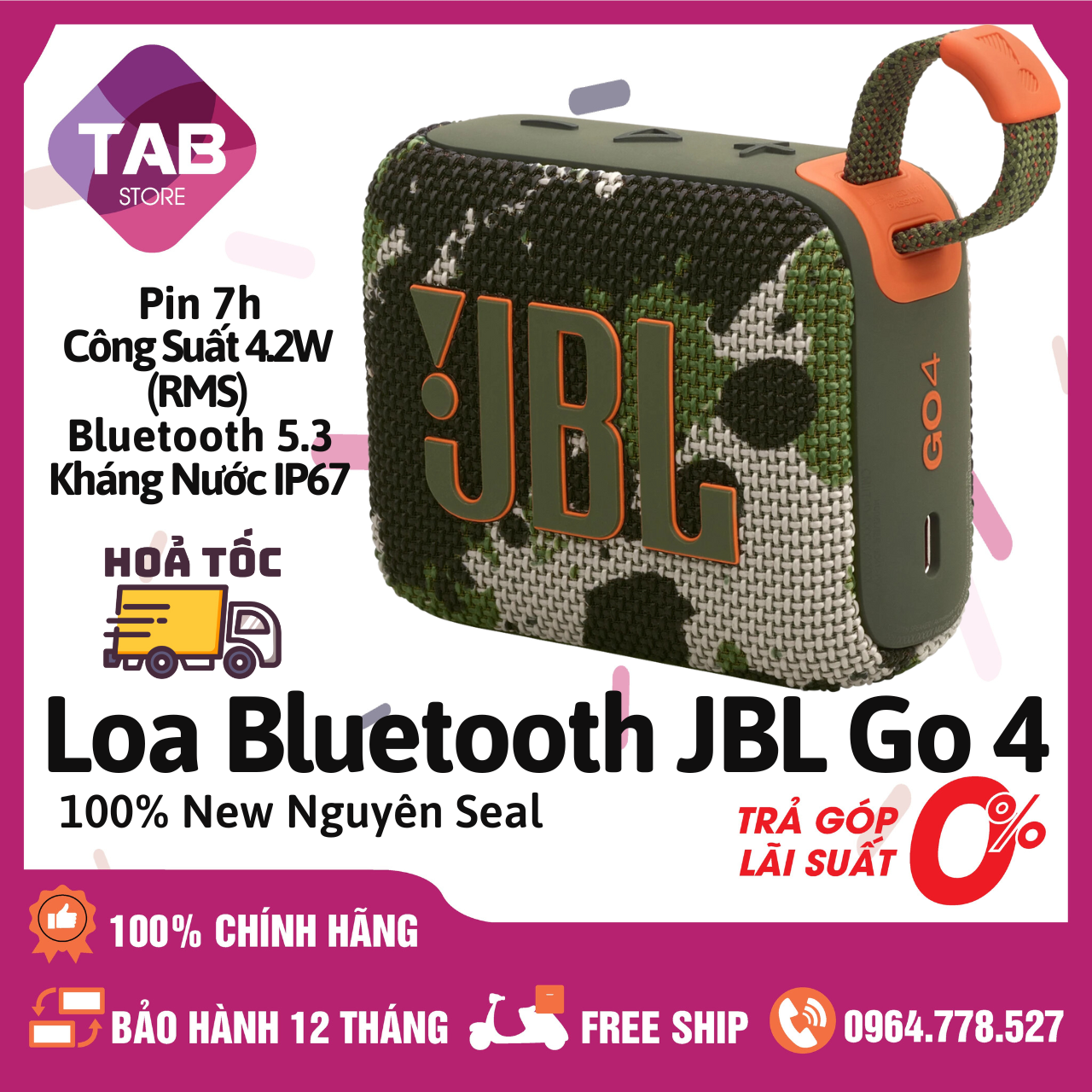  Loa JBL Go 4 New Chính Hãng - Bảo Hành 12 Tháng 