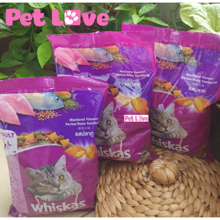 Combo 3 Whiskas thức ăn hạt cho mèo lớn (vị cá thu, 3 x 400g/ gói = 1,2kg)