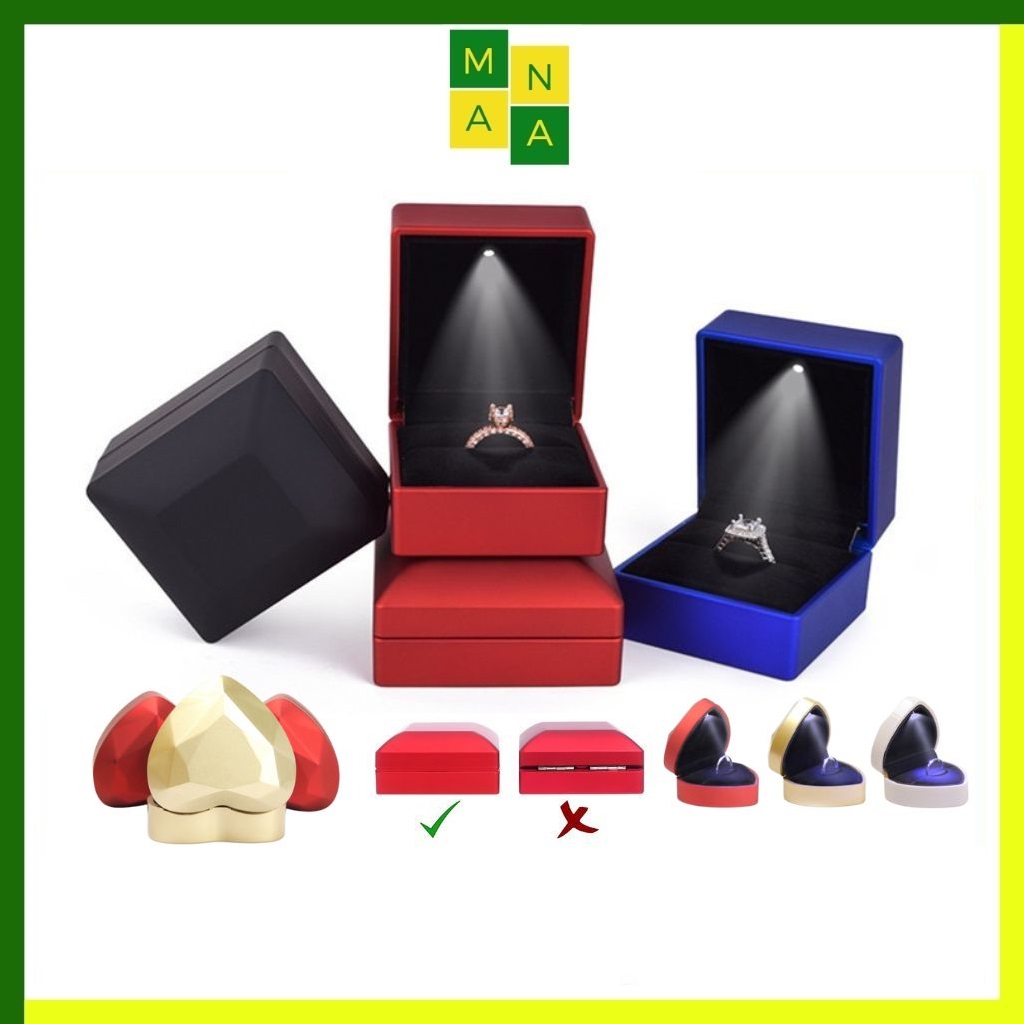 Hộp đựng nhẫn có đèn Led cao cấp hộp đựng nhẫn cưới hộp cầu hôn trang sức .